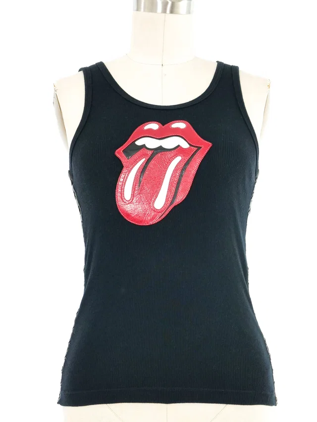 Chrome Hearts Rolling Stones Leather Patch Tank in Leather from Arcade Vintage