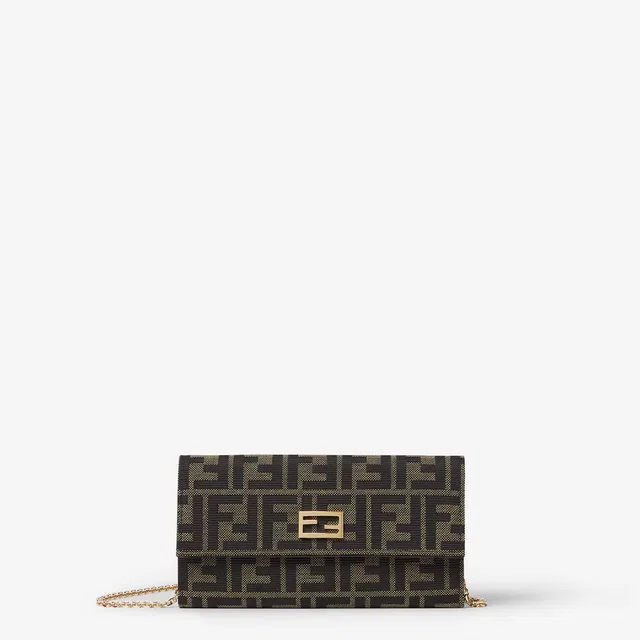Fendi Ff Monogram Canvas Clutch — Brown in Brown Coated canvas from HEWI