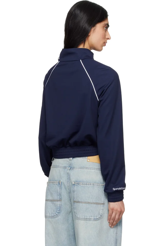 Sporty & Rich Navy '47 Edition Heritage Yankees Serif Retro Track Jacket, photo 3 of 4 from SSENSE