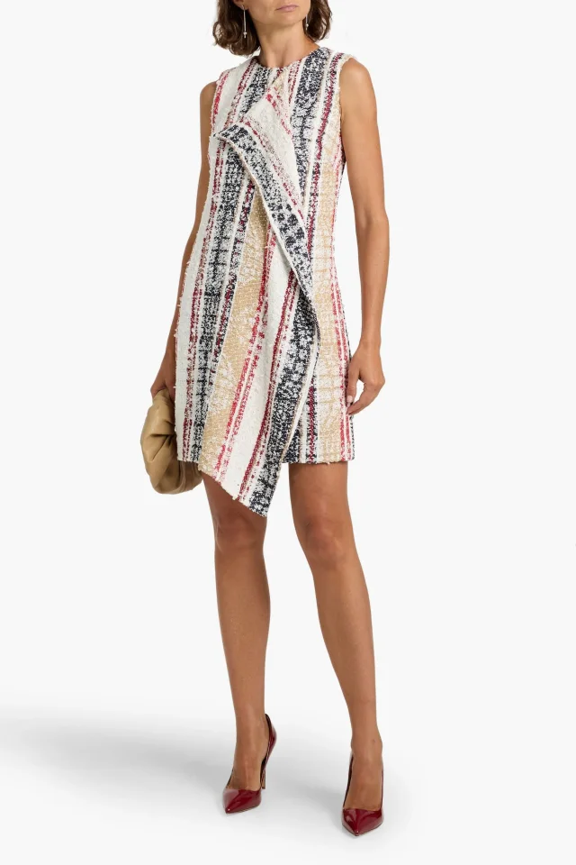 Oscar de la Renta Draped Striped Tweed Mini Dress, photo 2 of 4 from THE OUTNET