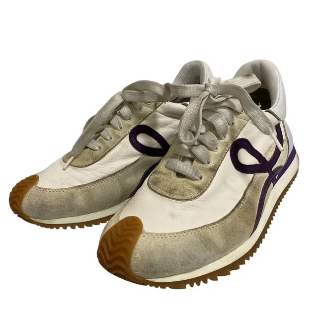 Loewe Flow Runner Leather Sneakers Ivory Spring Summer Fall Winter in White Leather from The Reluxe