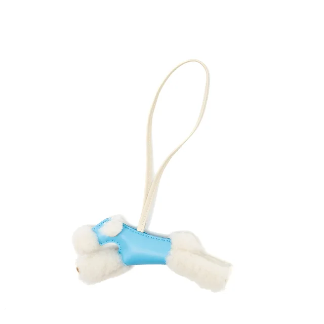 Hermès Budy Shearing Bag Charm wool/Lambskin ecru/cele/craie stamp K in White Lambskin from EMIER