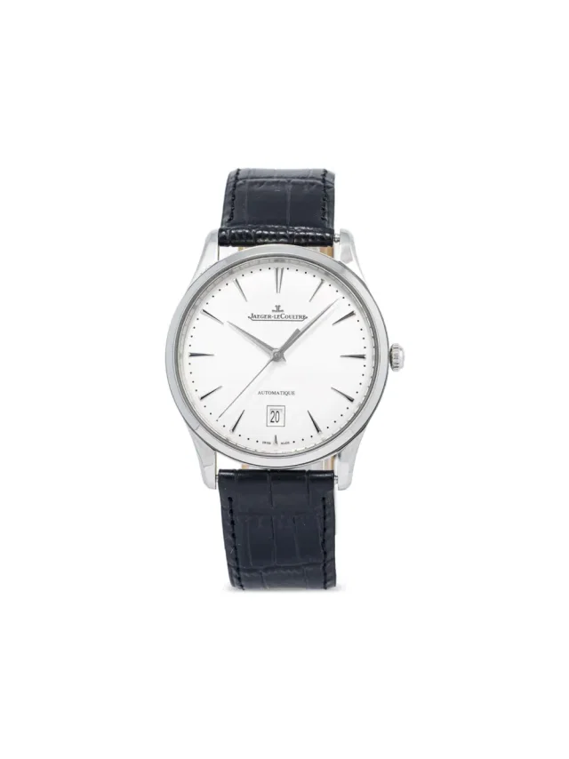Jaeger-LeCoultre pre-owned Master Ultra Thin Date 39mm - men - Steel/Crocodile Leather - One Size - White in white Crocodile from Farfetch