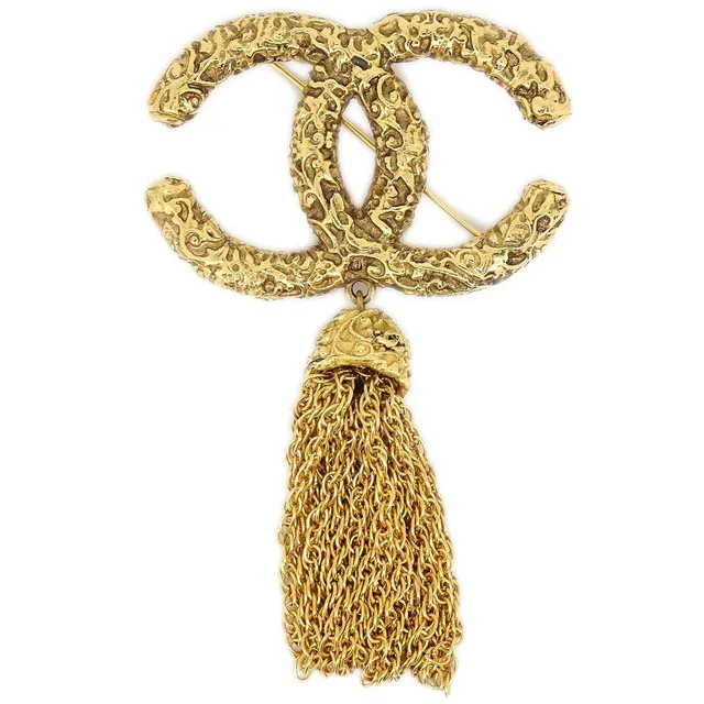 Chanel 1993 Florentine Filigree Tassel Brooch Large from AMORE Vintage Tokyo