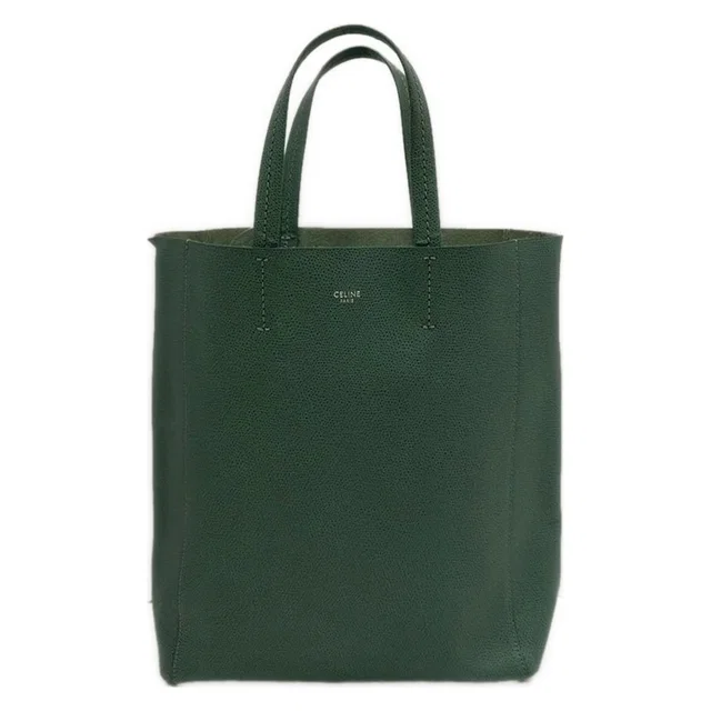 Celine Tote Bag Vertical Cabas Mall Green Leather in Green Leather from The Reluxe