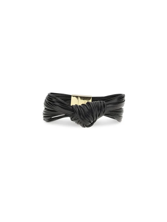 Bottega Veneta Knot Bracelet — Black Silver Bracelets in Black Nappa leather from HEWI