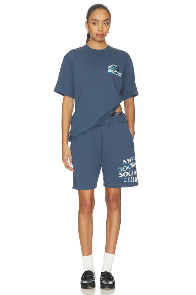 Anti Social Social Club Boro Wave Shorts in Indigo, photo 5 of 6 from REVOLVE (Canada)