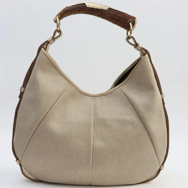 Saint Laurent Mombasa Handbag - Beige in Beige Canvas from VINTAGE QOO TOKYO, photo 3 of 16