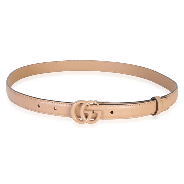 Gucci Camelia Azalea Calfskin Enamel Monochrome Double G Belt 85/34 in Calfskin from myGemma