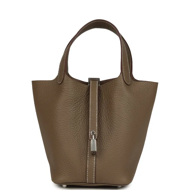 Hermès Picotin Lock 18 Etoupe Clemence Palladium Hardware in Taupe Clemence leather from Madison Avenue Couture