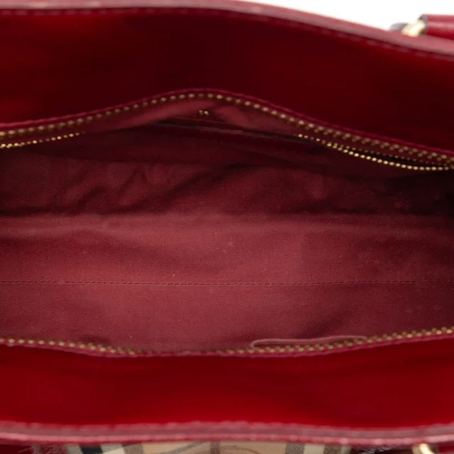 Beige Burberry Haymarket Check Coated Canvas Minford Portrait Satchel in Beige Coated canvas from Designer Revival, photo 4 of 6