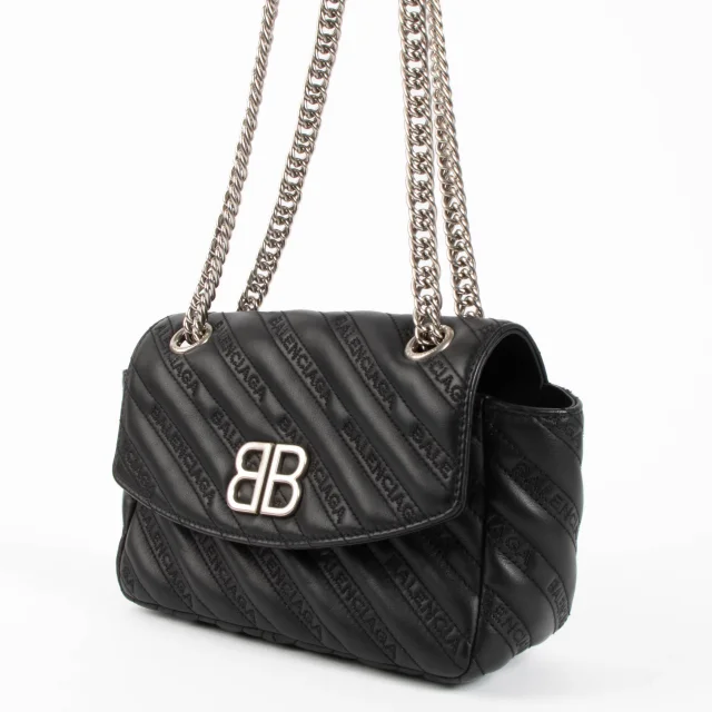 Balenciaga Black BB Round Small Chain Bag in Black Leather from Labellov, photo 3 of 9