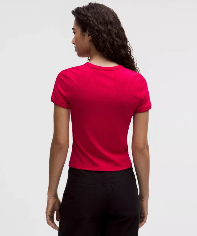 lululemon Hold Tight Micro-Rib Straight-Hem T-Shirt in Mulberry Spark, photo 3 of 6 from lululemon