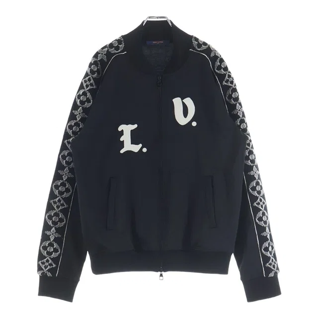 LV Flower Band Zip Up Truck Jacket Black in Black Nylon from The Reluxe