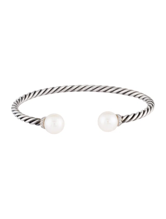 David Yurman Pearl & Diamond Solari Cuff Bracelet, 6.25" in multicolor from The RealReal
