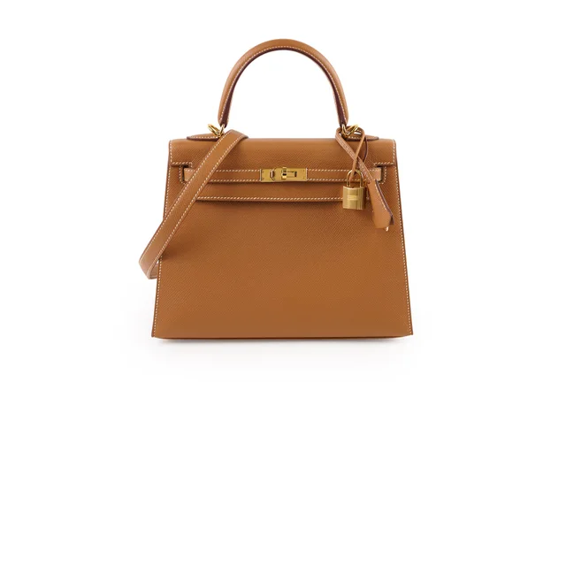 Hermès Kelly 25 Gold Epsom - Y Stamp in Gold Epsom leather from The Purse Affair