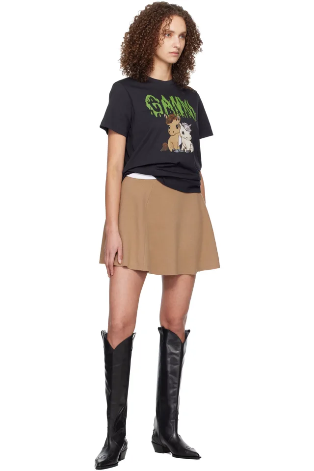 GANNI Tan Cashmere Wool Miniskirt, photo 4 of 4 from SSENSE