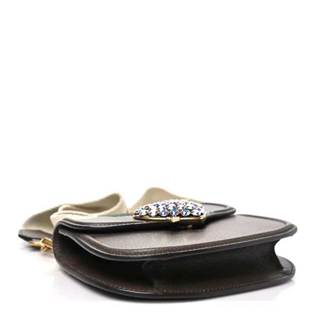 Gucci Textured Calfskin Web Crystal Heart Stripe Small Totem Shoulder Bag New Acero in Calfskin from FASHIONPHILE, photo 4 of 11