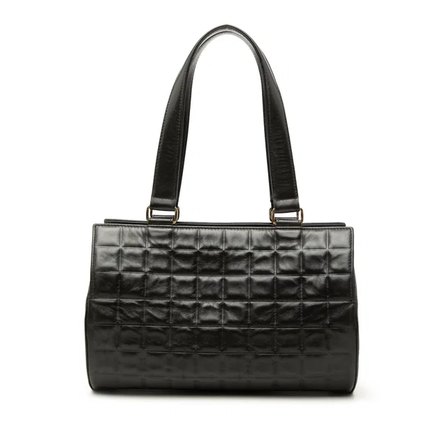 Black Chanel Chocolate Bar Lambskin Barrel Shoulder Bag in Black Lambskin from Designer Revival