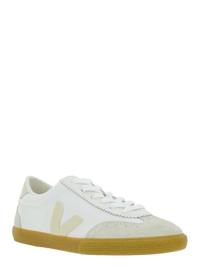 VEJA Sneaker 'Volley' Low Top with Logo Patch on the Side and Logo Lettering on the Back in White Fabric Unisex in White 100% Canvas, photo 4 of 8 from Gaudenzi Boutique