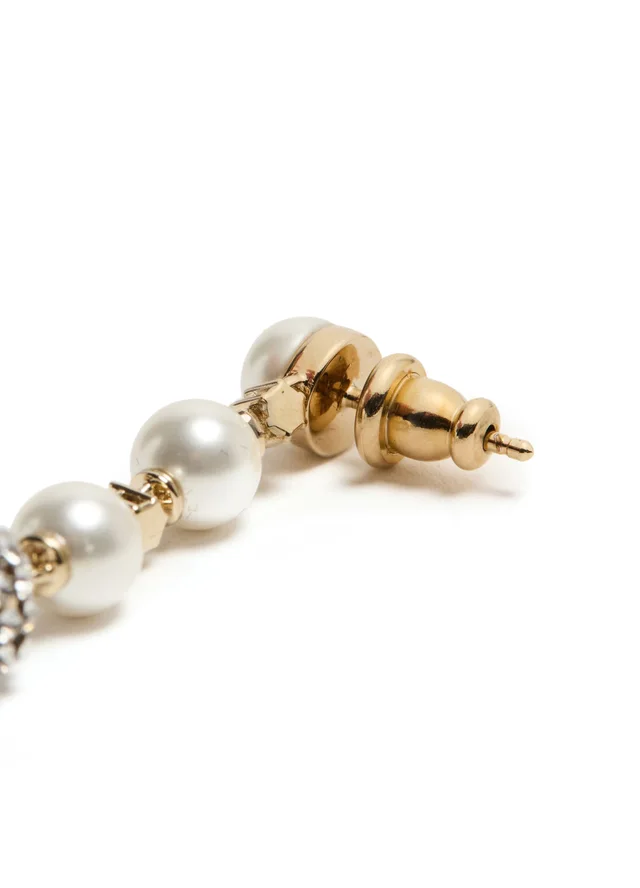 MCQUEEN Skull and pearl earrings in White 100% brass, photo 5 of 5 from 24S (US)