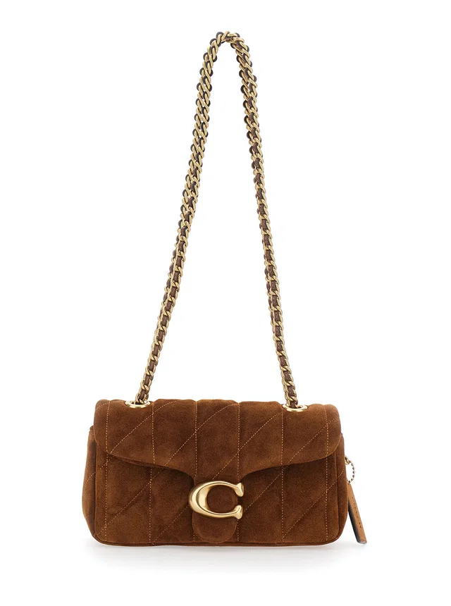 Coach Quilted Suede Shoulder Bag — Brown Leather And Technical Fabric in Brown Suede from HEWI