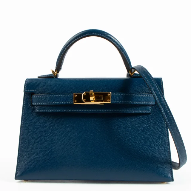 Hermès Kelly Mini II Deep Blue Madame GHW in Blue Leather from Labellov, photo 7 of 17