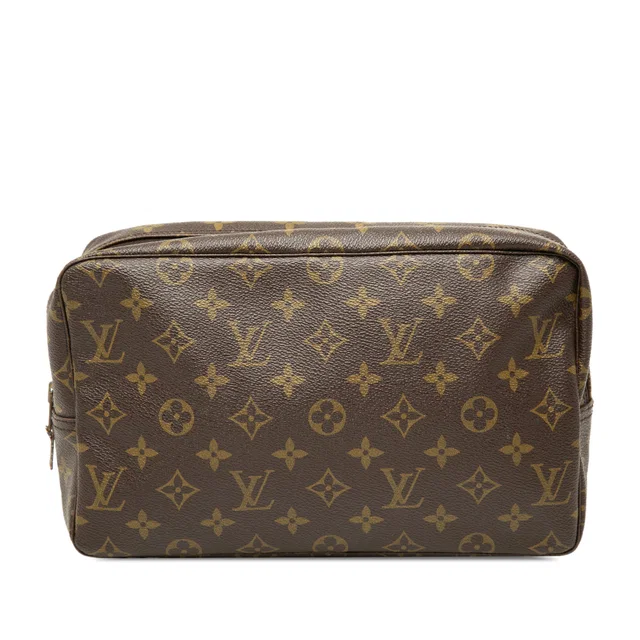 Brown Louis Vuitton Monogram Trousse Toilette 28 Clutch Bag in Brown Coated canvas from Designer Revival