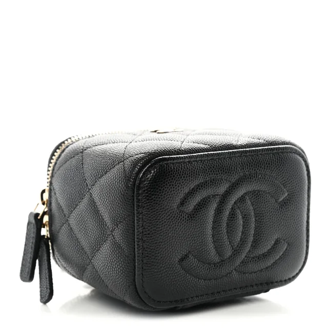 Chanel Caviar Quilted CC Mini Vanity Case in Black Caviar leather from FASHIONPHILE, photo 4 of 10