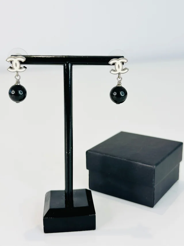 Chanel CC Ball Drop Earrings in Resin from Edit Second Hand
