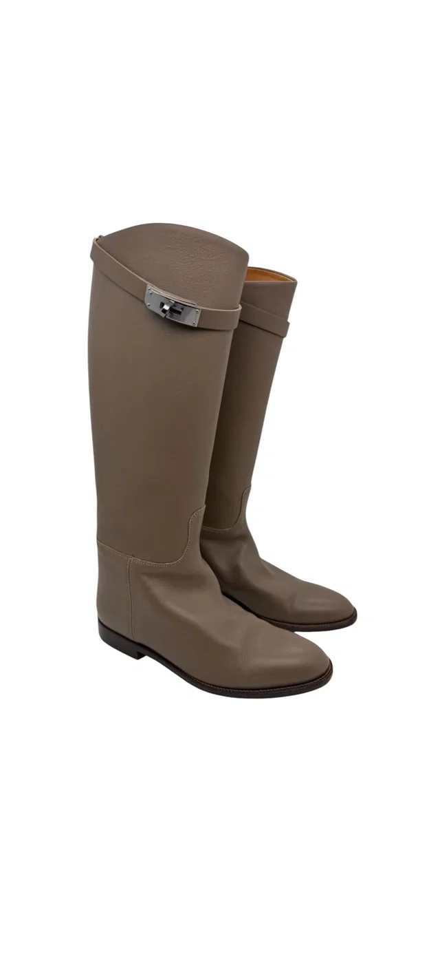 Hermès Kelly Jumping Boots Taupe Sz38 in Taupe from Luxury Promise