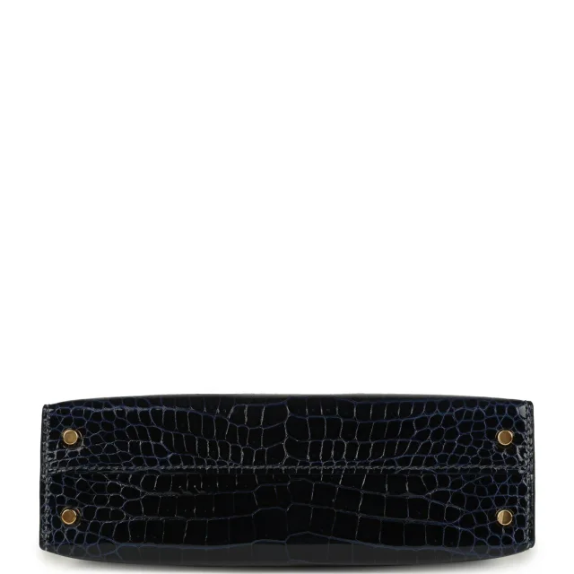 Hermès Kelly Sellier 20 Bleu Marine Shiny Porosus Crocodile Gold Hardware in Navy Crocodile from Madison Avenue Couture, photo 6 of 8