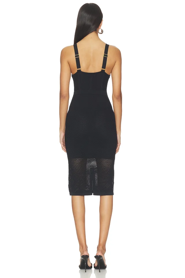 L'AGENCE Michelle Bra Cup Pointelle Dress in Black, photo 3 of 4 from REVOLVE (Canada)