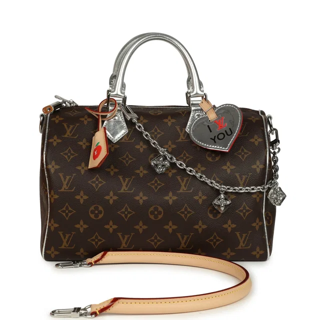 Louis Vuitton "57th Street NYC" Speedy 30 Bandouliere Brown and Silver Monogram Silver Hardware in Brown Coated canvas from Madison Avenue Couture
