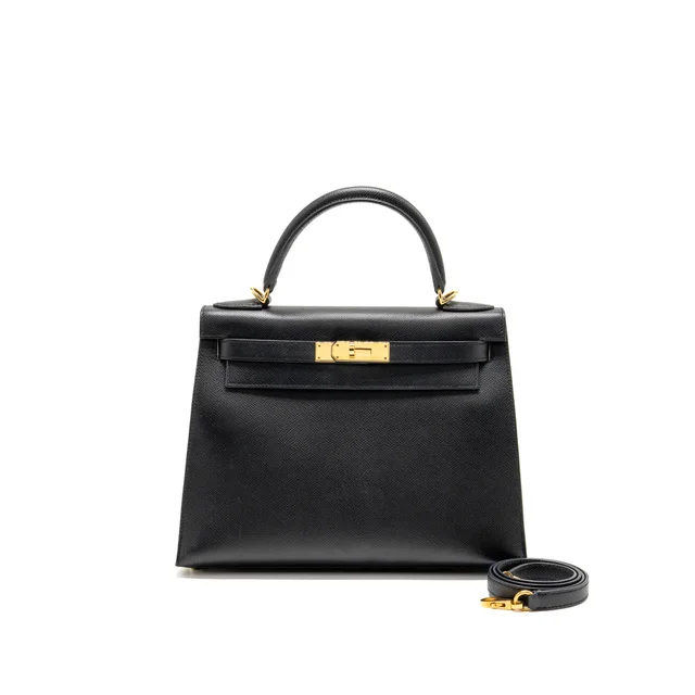 Hermès Kelly 28 Epsom Black GHW Stamp Z in Black Epsom leather from EMIER