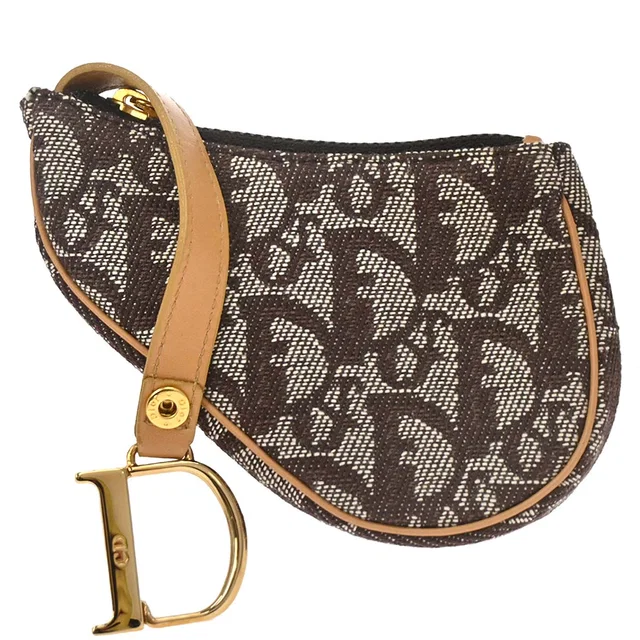 Dior Brown Trotter Saddle Coin Purse Wallet Mini Pouch in Brown Canvas from AMORE Vintage Tokyo