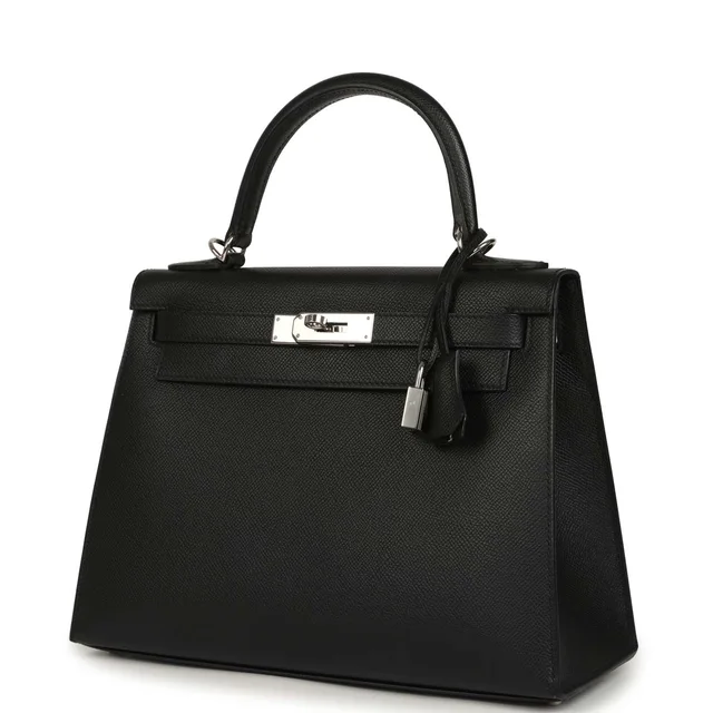 Hermès Kelly Sellier 28 Black Epsom Palladium Hardware in Black Epsom leather from Madison Avenue Couture, photo 5 of 9