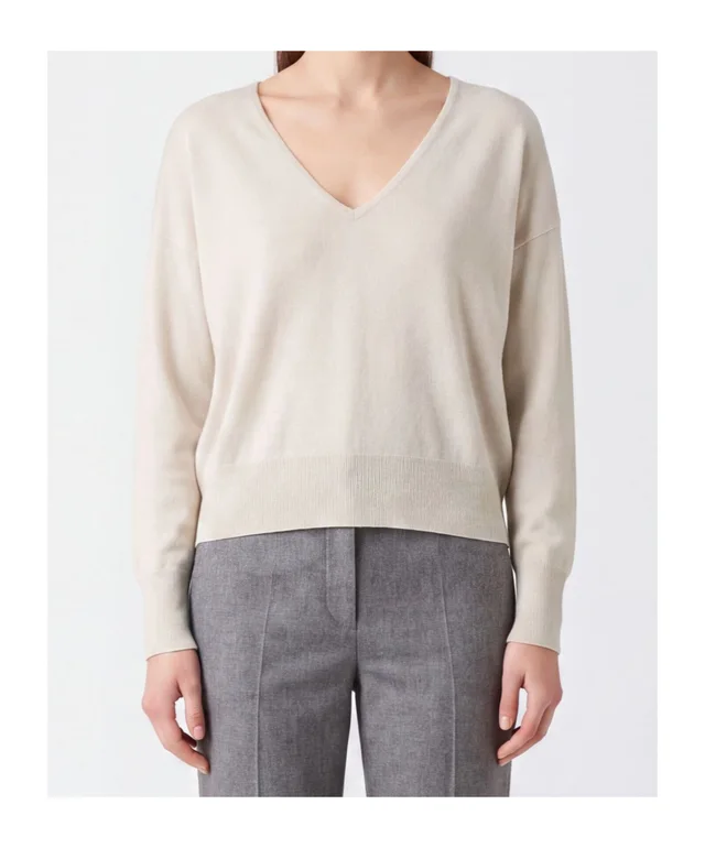 Roberto Collina Drop‑shoulder V‑neck cropped knit sweater, photo 3 of 3 from SENSER