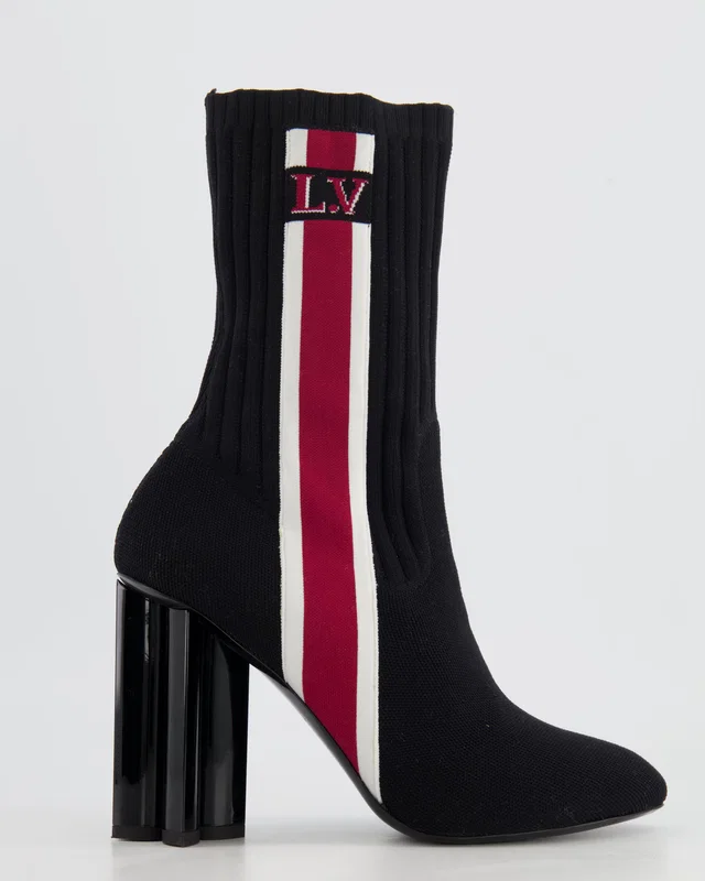 Louis Vuitton Black, Red and White Canvas Silhouette Ankle Boots Size EU 40 in Black Canvas from Sellier