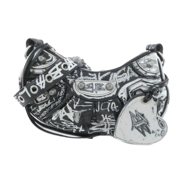 Balenciaga LE CAGOLE GRAFFITI Leather Shoulder Bag in Leather from LuxUness