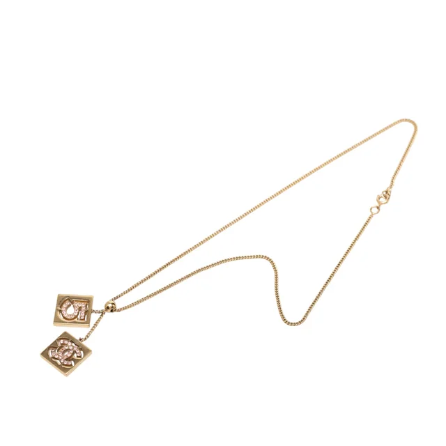 Gold Chanel CC Gold Plated Strass No 5 Pendant Necklace in Gold from Designer Revival
