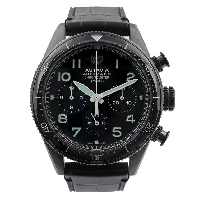 TAG Heuer Autavia Chronograph Black Dial Mens Watch CBE511C.FC8280 in black Crocodile from Jomashop.com