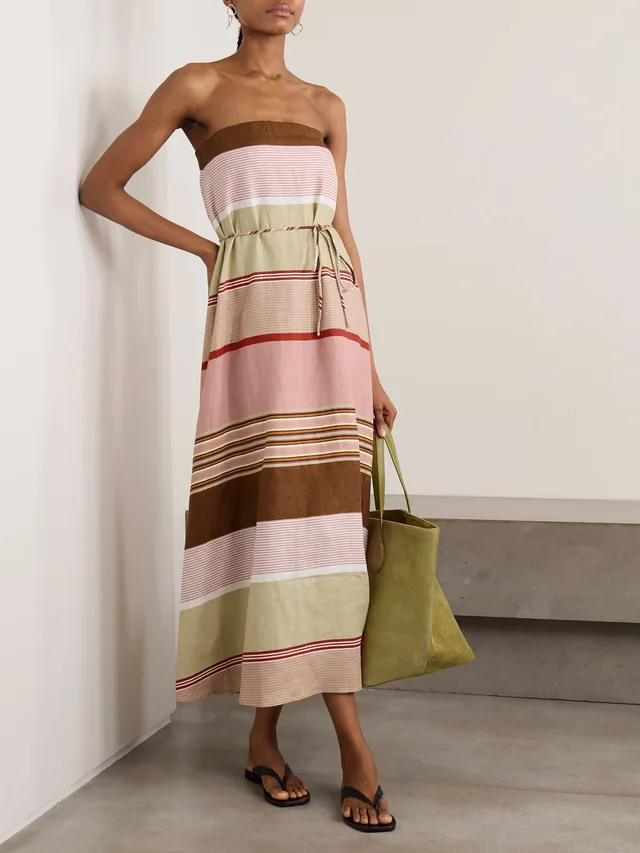FAITHFULL Yolina strapless belted striped linen maxi dress, photo 2 of 2 from NET-A-PORTER (Canada)