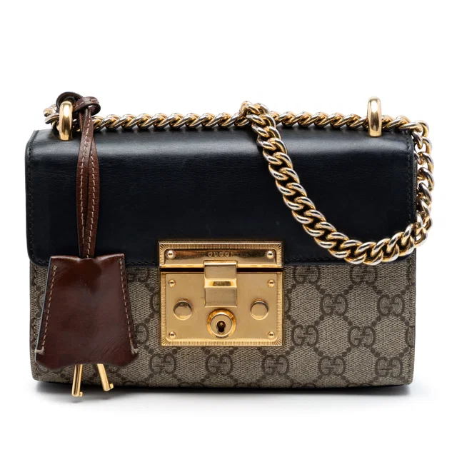 Beige Gucci Small GG Supreme Padlock Crossbody in Beige Coated canvas from Designer Revival