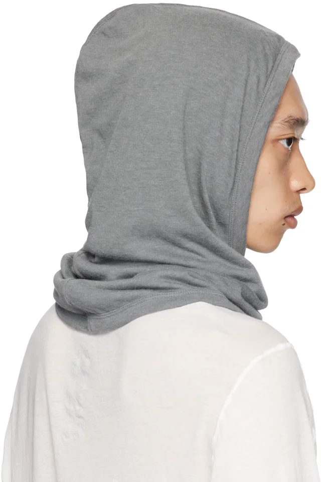 Rick Owens Gray Concordians Knit Hood, photo 3 of 3 from SSENSE