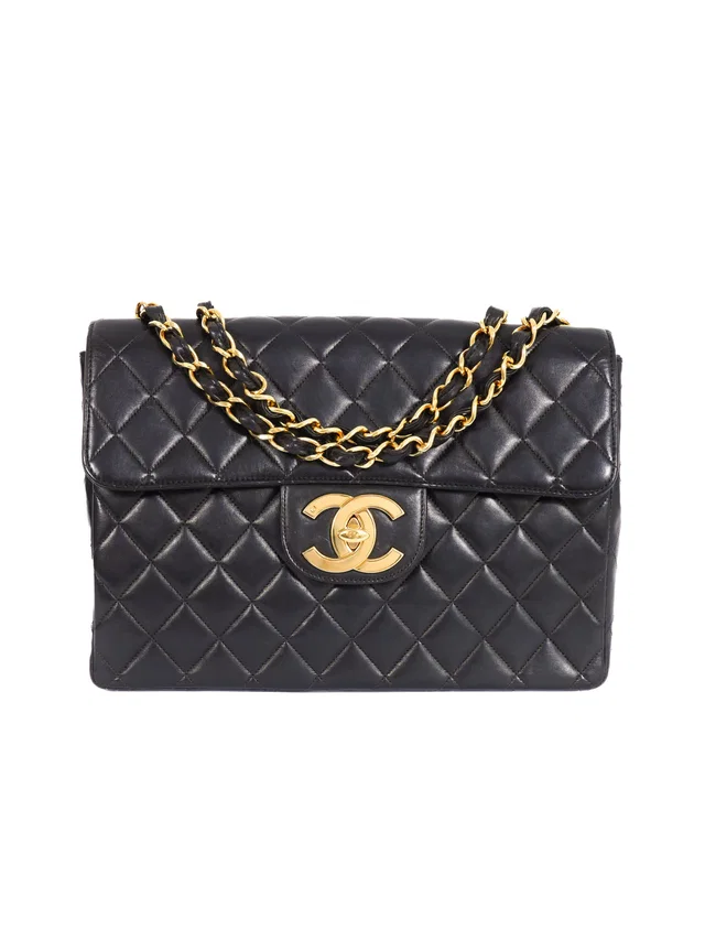 1990s Chanel Quilted Lambskin Jumbo Half Flap Bag in Lambskin from Arcade Vintage