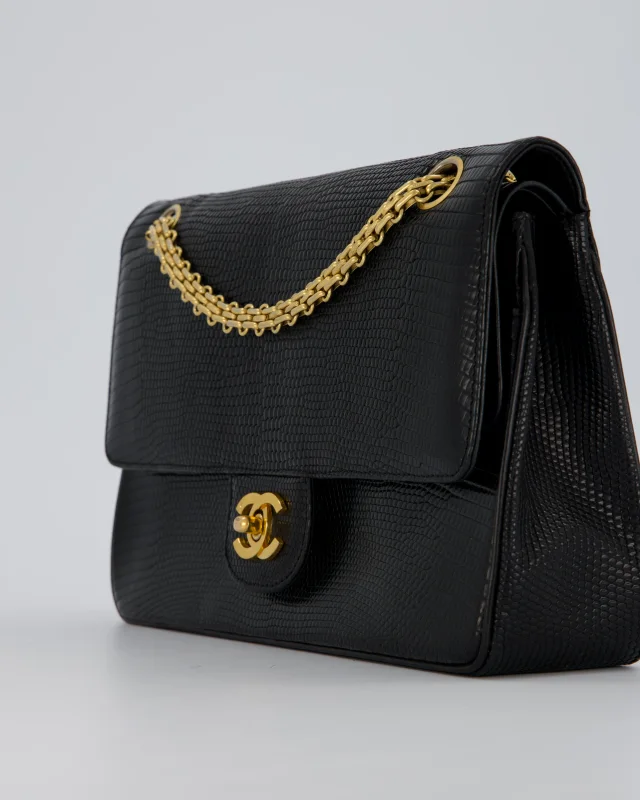 Chanel Vintage Medium Classic Flap Bag in Black Lizard from Sellier, photo 11 of 20