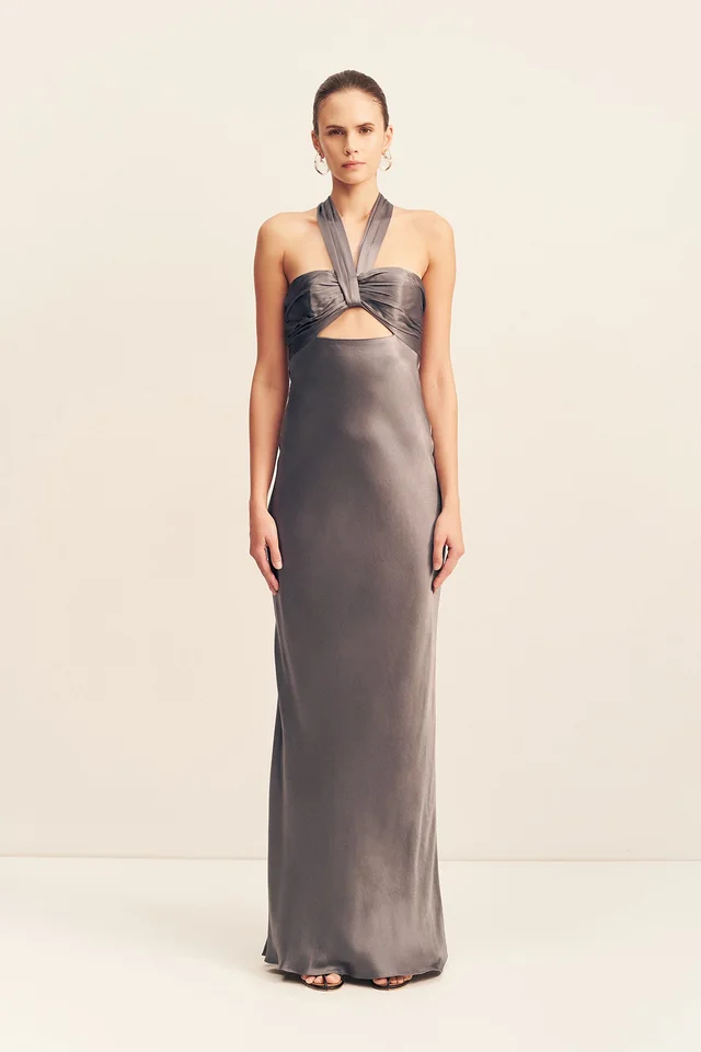 Shona Joy LA LUNE RUCHED HALTER MAXI DRESS - GRAPHITE from Shona Joy, photo 1 of 1