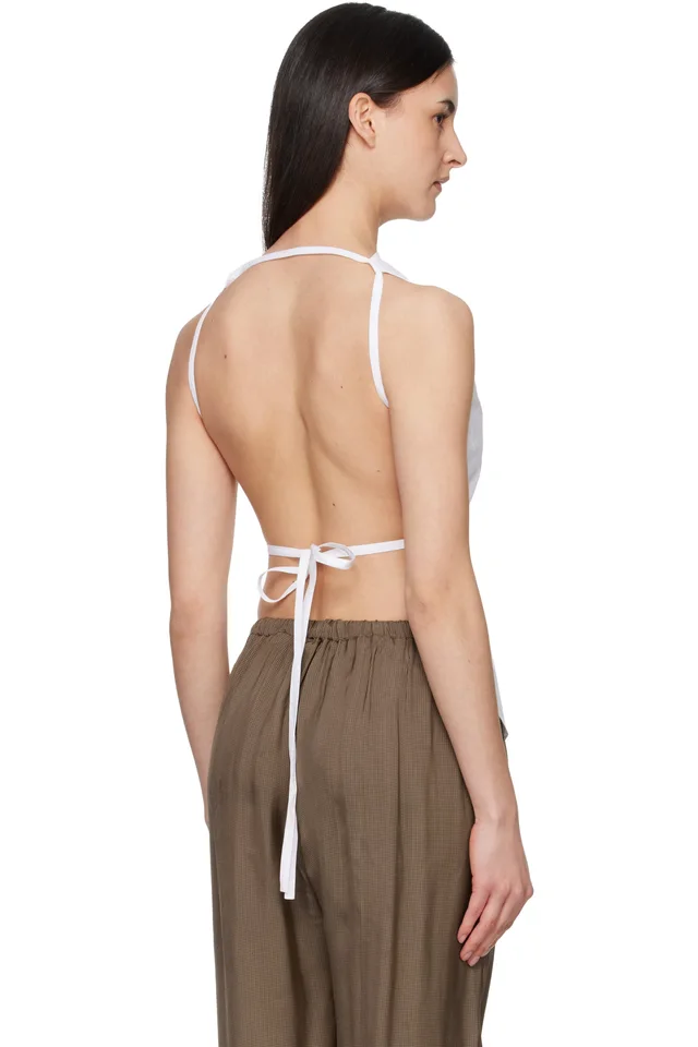 Róhe White Open Back Crushed Cotton Top, photo 3 of 4 from SSENSE