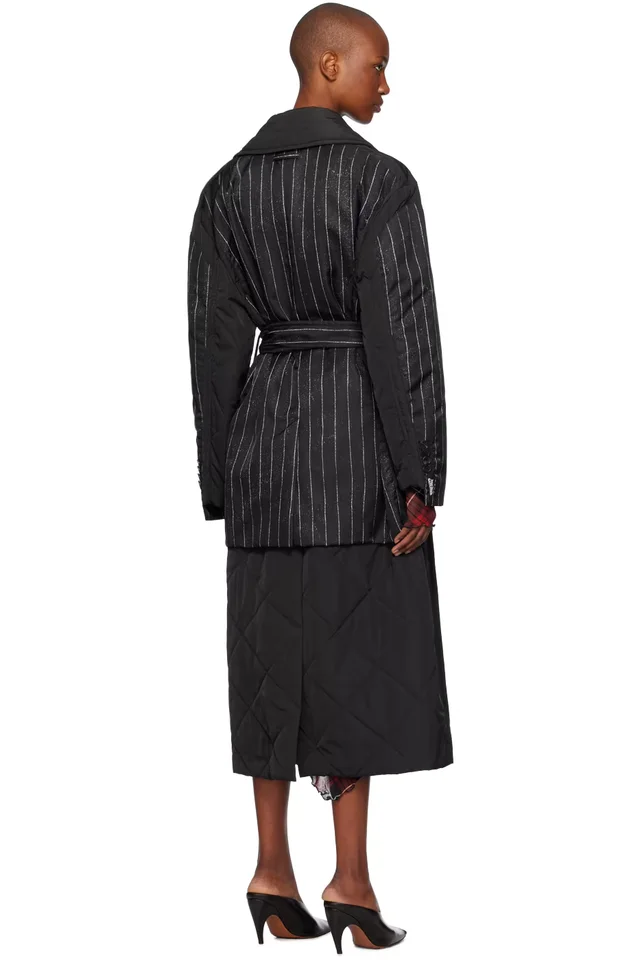Jean Paul Gaultier Black Pinstripe Coat, photo 3 of 4 from SSENSE